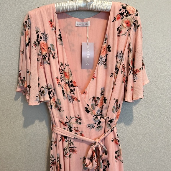 Azalosia women’s pink floral maxi dress size medium - Picture 2 of 12